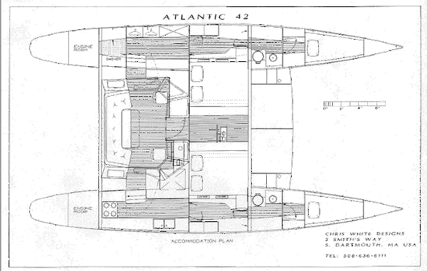 ATLANTIC 42 CATAMARAN - Drawing